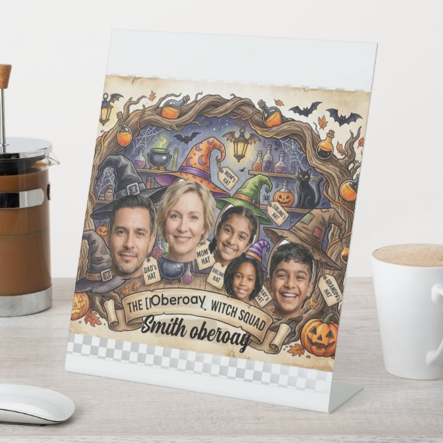 Personalized HalloweenSpooky Witch Squad Pedestal Sign (In SItu)