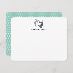 Personalized Hammerhead Shark Note Cards