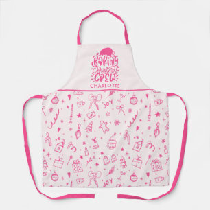 Personalized Hand Drawn Baking Christmas Crew Apron