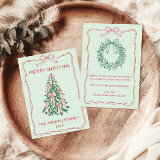 Personalized Hand Drawn Christmas Tree Family Holiday Card