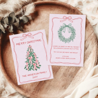 Personalized Hand Drawn Christmas Tree Family Holiday Card