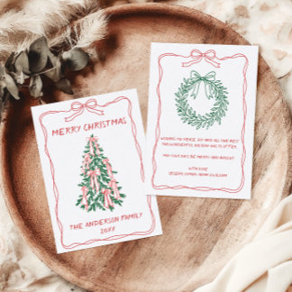 Personalized Hand Drawn Christmas Tree Family Holiday Card