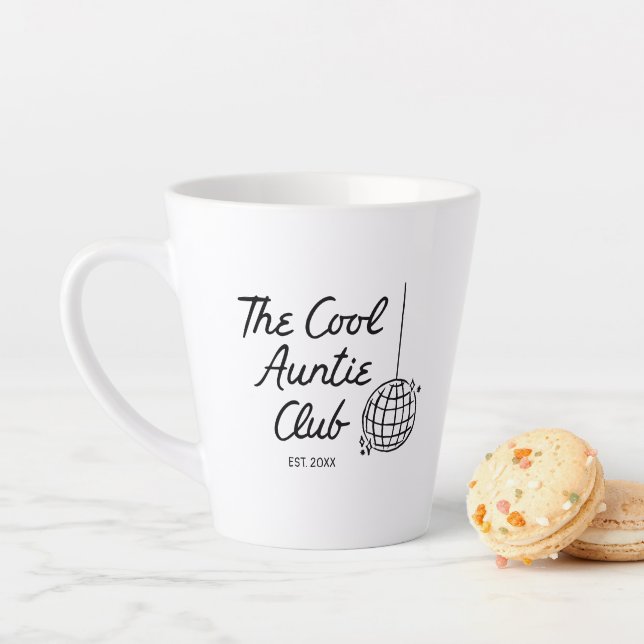 Personalized Hand Drawn Cool Auntie Sister Gift Latte Mug (In Situ)