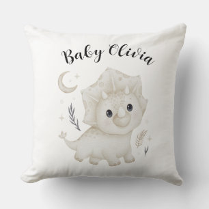 Personalized Hand-Drawn Dinosaur Nursery Pillow