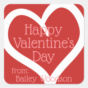 Personalized Hand-Drawn Heart Valentine From Square Sticker