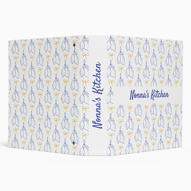 Personalized Hand Drawn Italian Blue Lemons  Binder (Background)