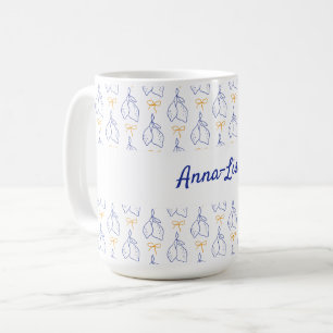 Personalized Hand Drawn Italian Blue Lemons Coffee Mug