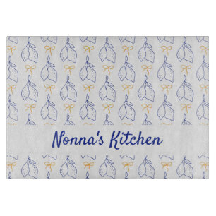 Personalized Hand Drawn Italian Blue Lemons Cutting Board