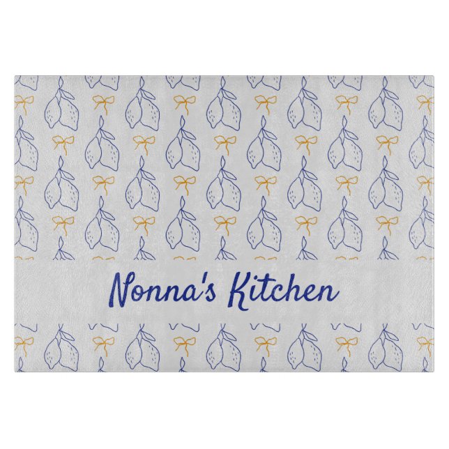 Personalized Hand Drawn Italian Blue Lemons  Cutting Board (Front)