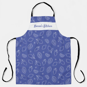 Personalized Hand Drawn Italian Lemons Blue Apron
