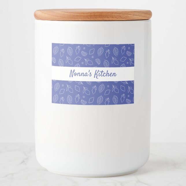 Personalized Hand Drawn Italian Lemons Blue Food Label (Front)