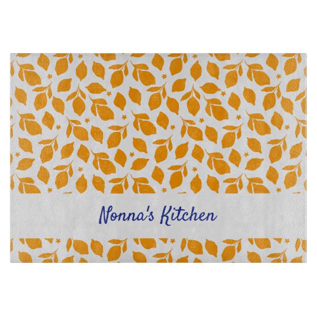 Personalized Hand Drawn Italian Yellow Lemons  Cutting Board (Front)