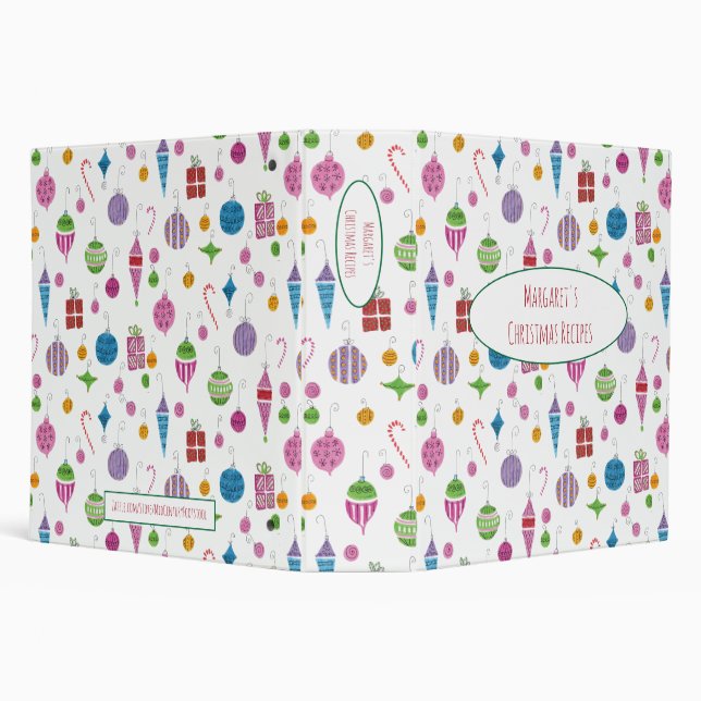Personalized Hand-Drawn Retro Christmas Holiday Binder (Background)
