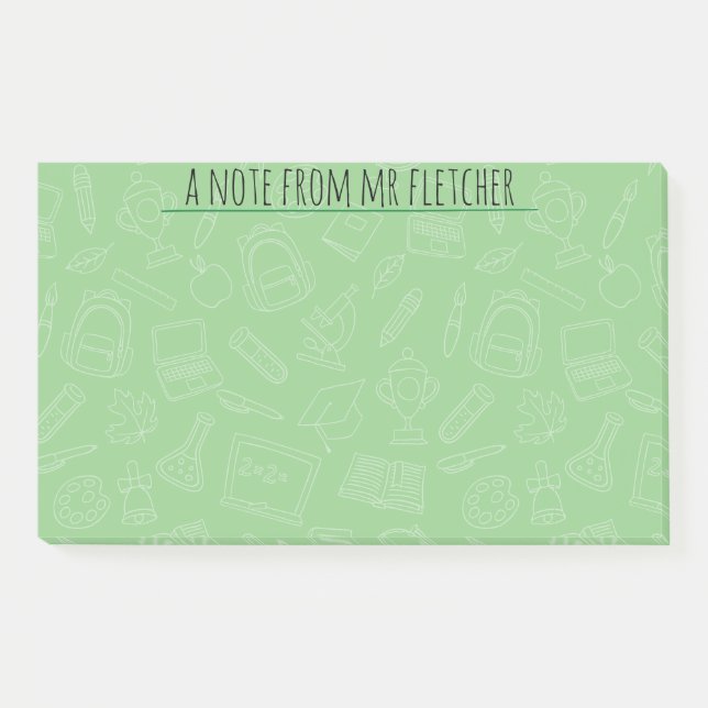 Personalized Hand Drawn School Supplies Pattern Po Post-it Notes (Front)