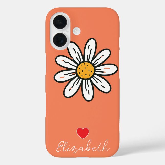 Personalized Hand Drown Cute Daisy Floral Custom  Case-Mate iPhone Case (Back)