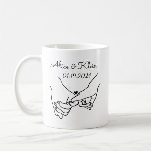 Personalized Hand-Holding Couple Names & Date Coffee Mug
