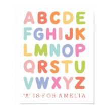 Personalized Hand Lettered Rainbow Alphabet Print