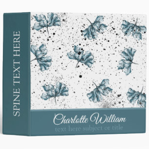 Personalized Hand painted blue Floral Binder