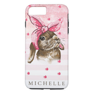 Personalized Hand painted Bunny with pink bow Case-Mate iPhone Case