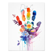 Personalized Hand Print Colourful with Flowers Art