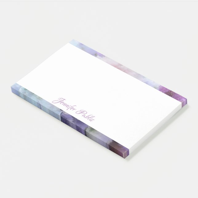 Personalized Hand Script Text Watercolor Flowers Post-it Notes (Angled)