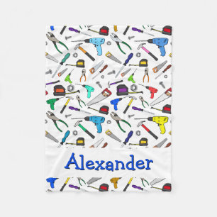 Personalized Hand Tools and Hardware Pattern Fleece Blanket