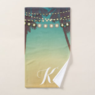 Personalized Hand Towel Beach Sunset Palm Tree Str