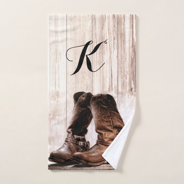 Personalized Hand Towel boots country rustic weste (Hand Towel)