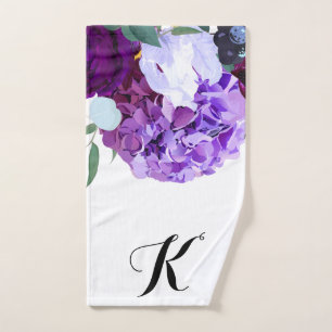 Personalized Hand Towel Lavender Hibiscus on White