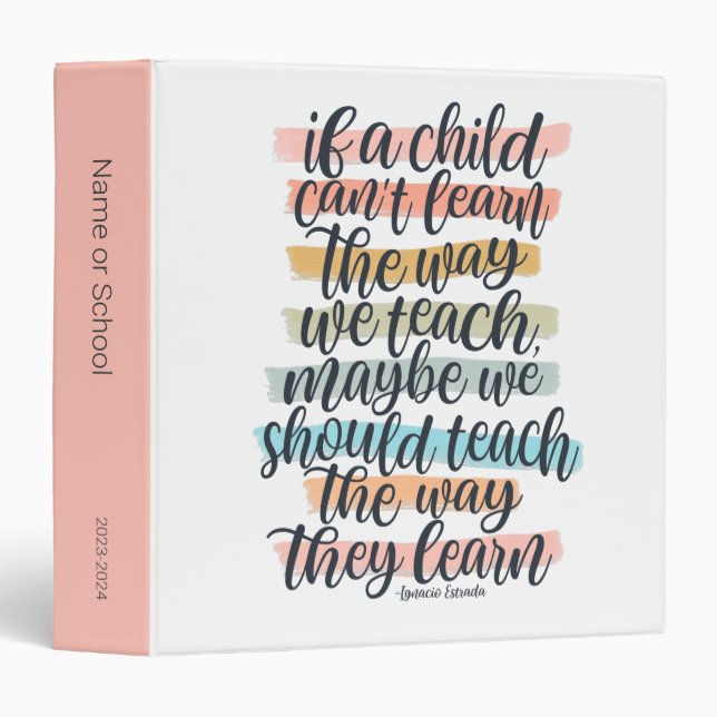 Personalized Handlettered Educational Quote  Binder (Front/Spine)