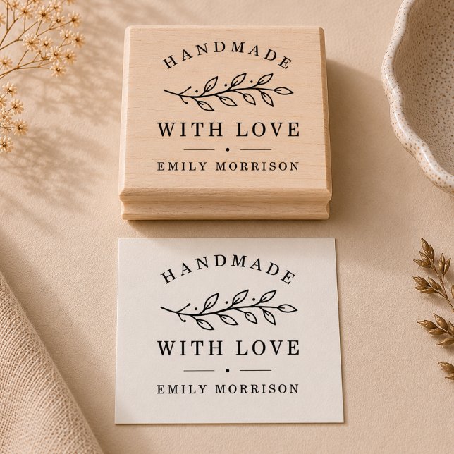 Personalized Handmade Botanical Business Rubber Stamp (Creator Uploaded)