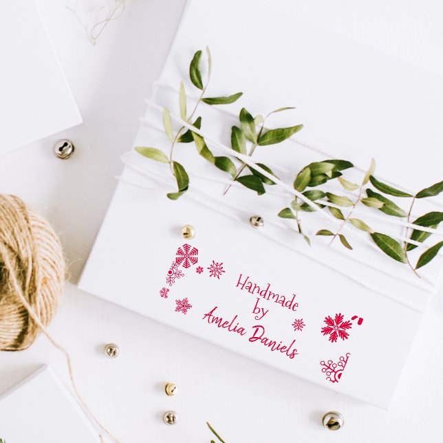 Personalized Handmade by Christmas Snowflake Stamp (Creator Uploaded)