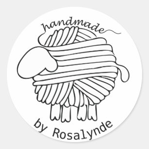 Personalized 'Handmade By' Yarn Sheep Sticker
