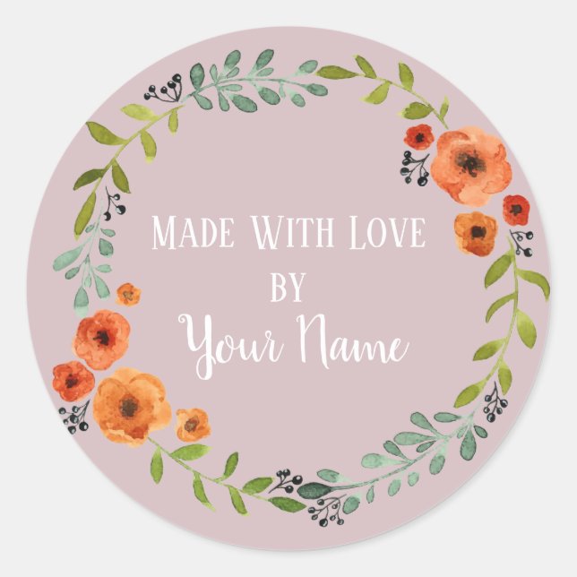 Personalized Handmade Flower Wreath Sticker (Front)