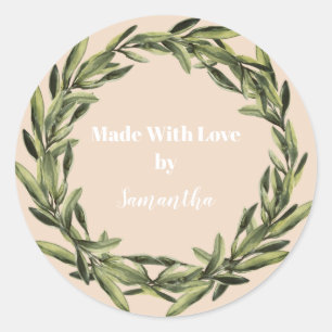Personalized Handmade Product Flower Wreath Classic Round Sticker