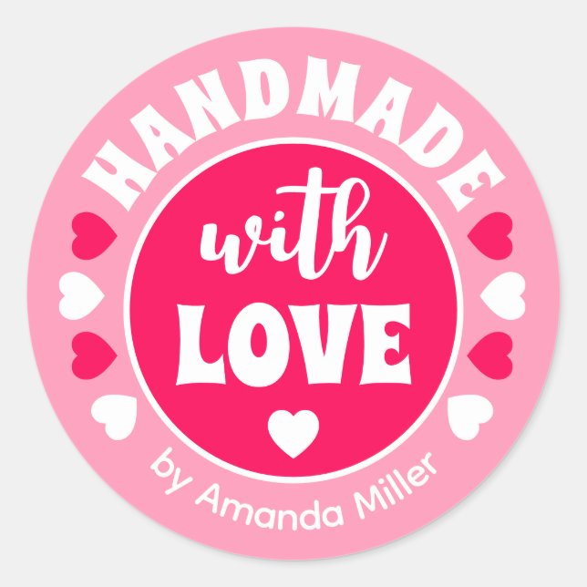 Personalized Handmade With Love Baking Classic Round Sticker (Front)