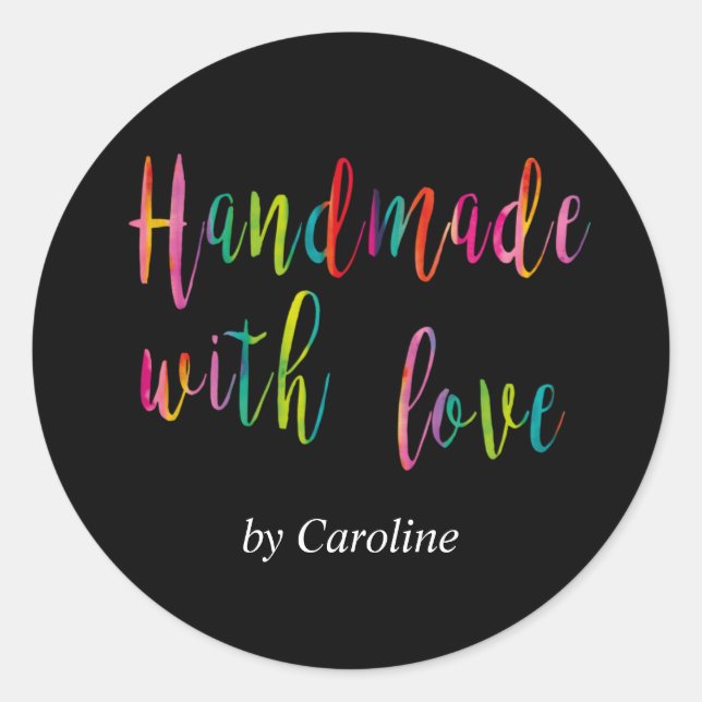 Personalized Handmade with Love  Classic Round Sticker (Front)