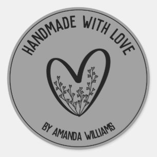 Personalized Handmade with Love Classic Round Sticker