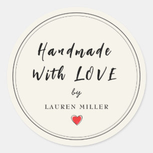 Personalized Handmade with love  Classic Round Sticker