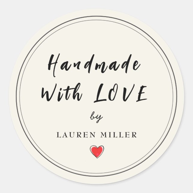 Personalized Handmade with love  Classic Round Sticker (Front)