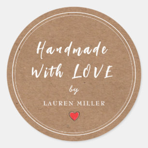 Personalized Handmade with love  Classic Round Sticker