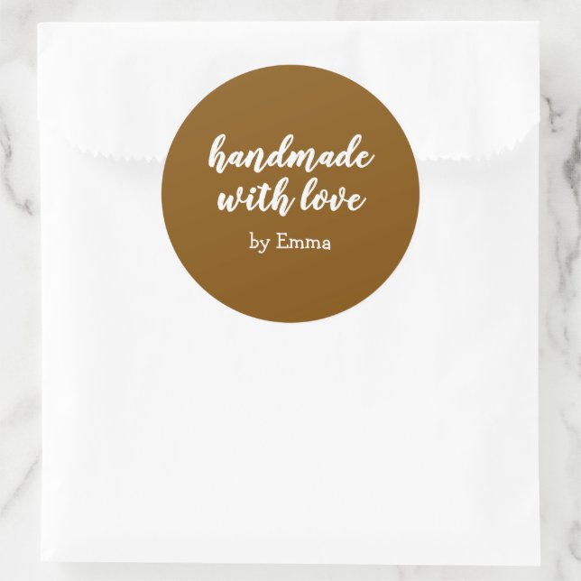Personalized Handmade with Love Minimalist Classic Round Sticker (Bag)