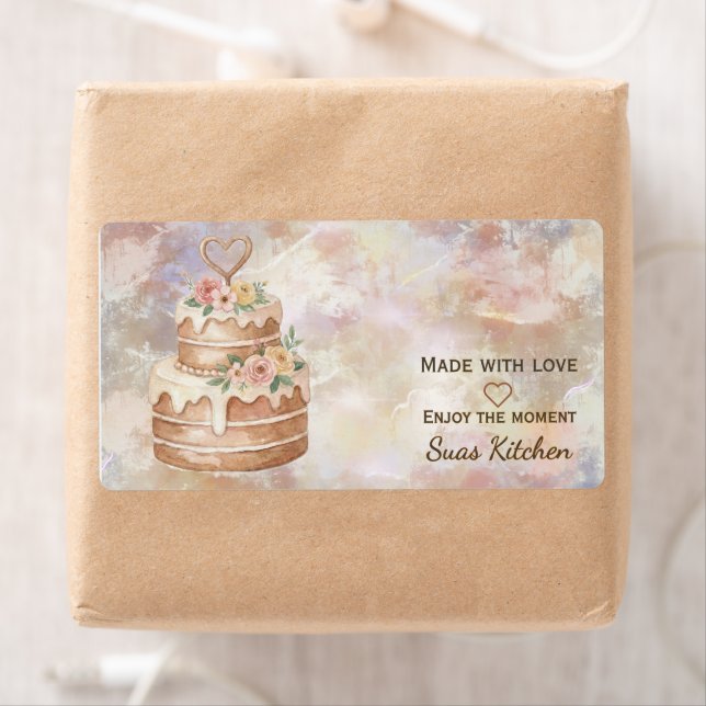 Personalized "Handmade with Love" Pink Beige Cake  (Insitu)