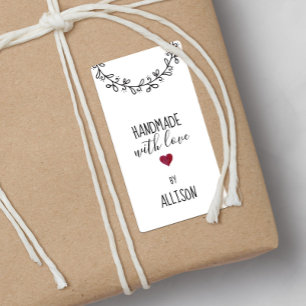 Personalized Handmade with Love Red Heart   White