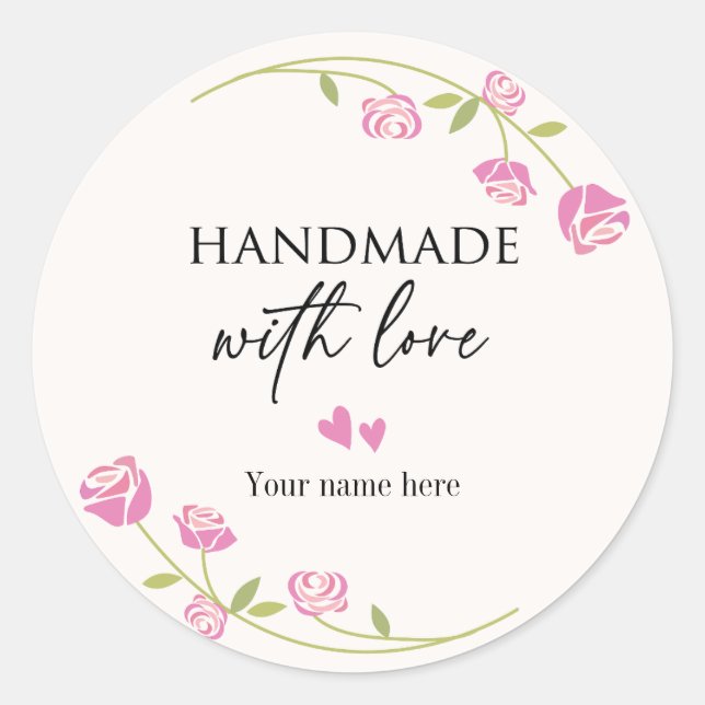 Personalized Handmade with love sticker (Front)