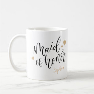 Personalized handwriting maid of honour mugs