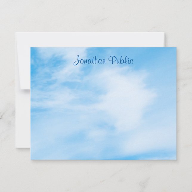 Personalized Handwriting Script Name Blue Sky Card (Front)