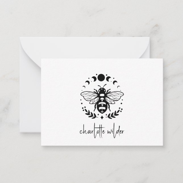 Personalized Handwritten Bee Phases Of Moon Card (Front)
