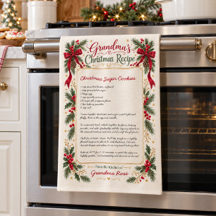 Personalized Handwritten Christmas Recipe Towel
