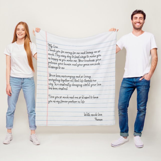 Personalized Handwritten Love Letter for Husband Fleece Blanket (In Situ)